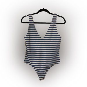 Babaton - Blue/White Striped Bodysuit - L